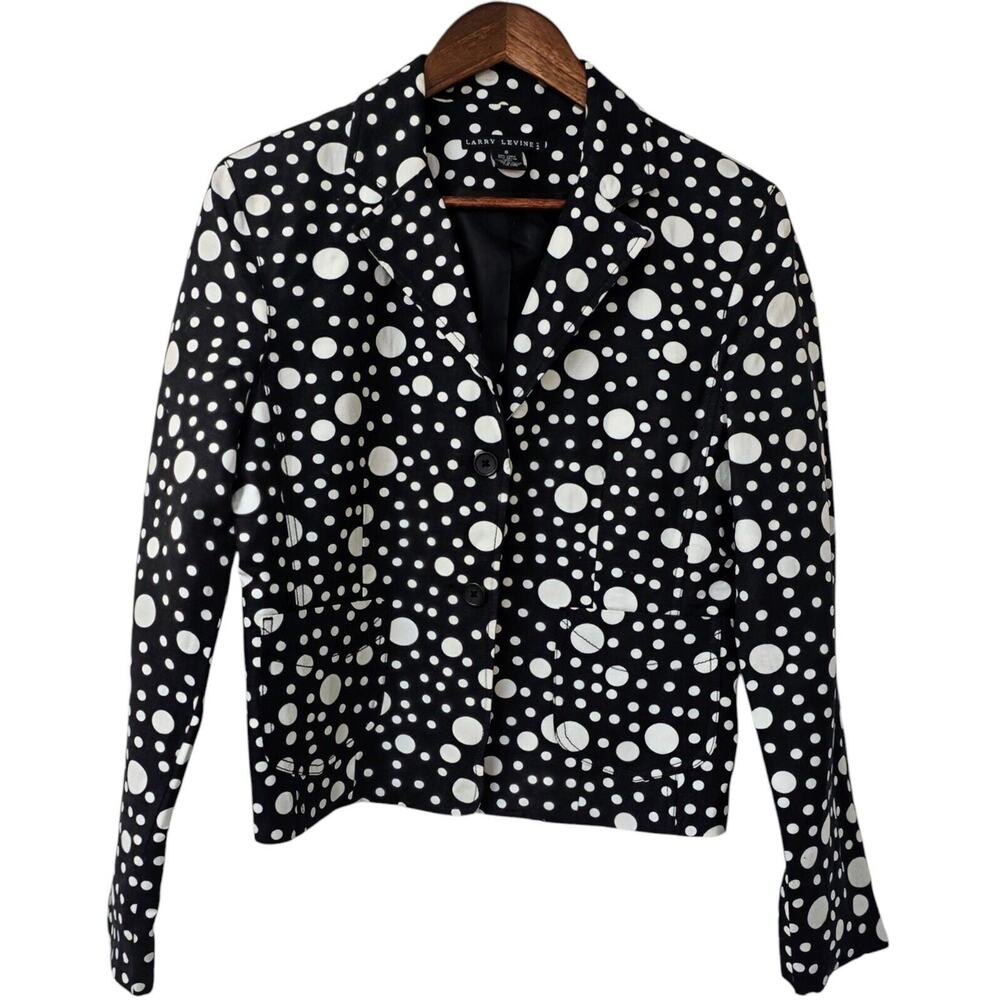 Larry Levine Sport Black Dot Blazer Womens 8